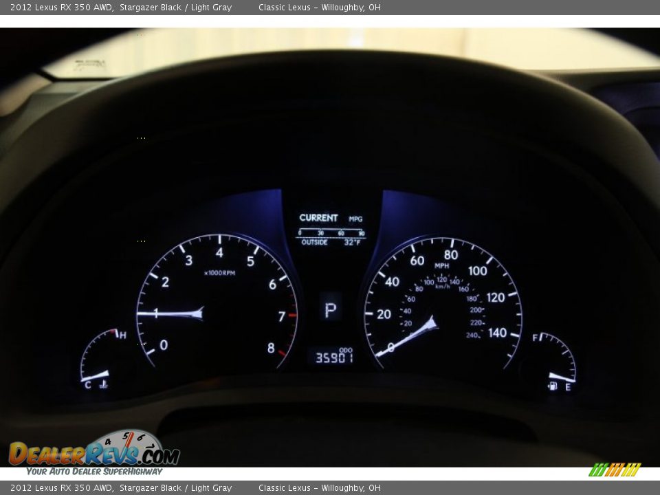 2012 Lexus RX 350 AWD Stargazer Black / Light Gray Photo #10