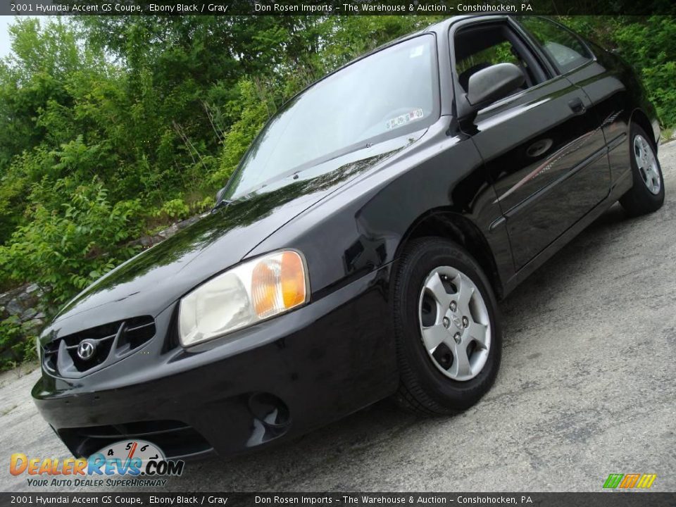 2001 Hyundai Accent GS Coupe Ebony Black / Gray Photo #2