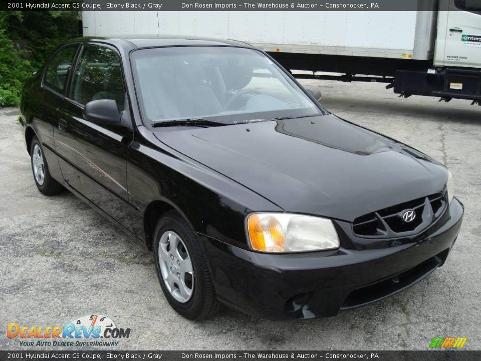 2001 Hyundai Accent GS Coupe Ebony Black / Gray Photo #4