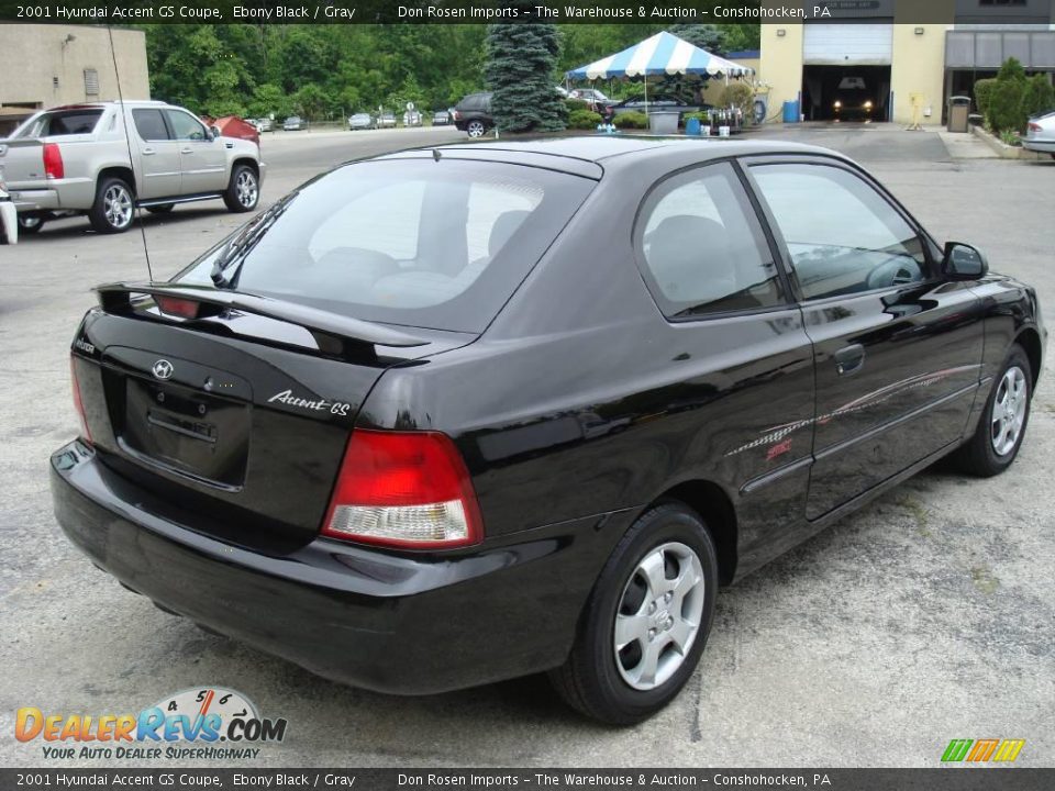 2001 Hyundai Accent GS Coupe Ebony Black / Gray Photo #6