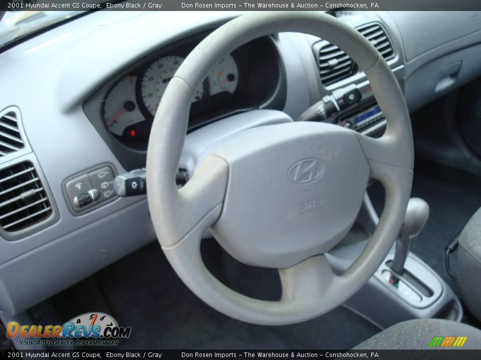 2001 Hyundai Accent GS Coupe Ebony Black / Gray Photo #10