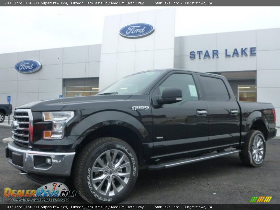 2015 Ford F150 XLT SuperCrew 4x4 Tuxedo Black Metallic / Medium Earth Gray Photo #1