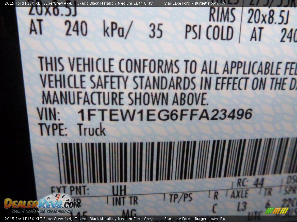 2015 Ford F150 XLT SuperCrew 4x4 Tuxedo Black Metallic / Medium Earth Gray Photo #14