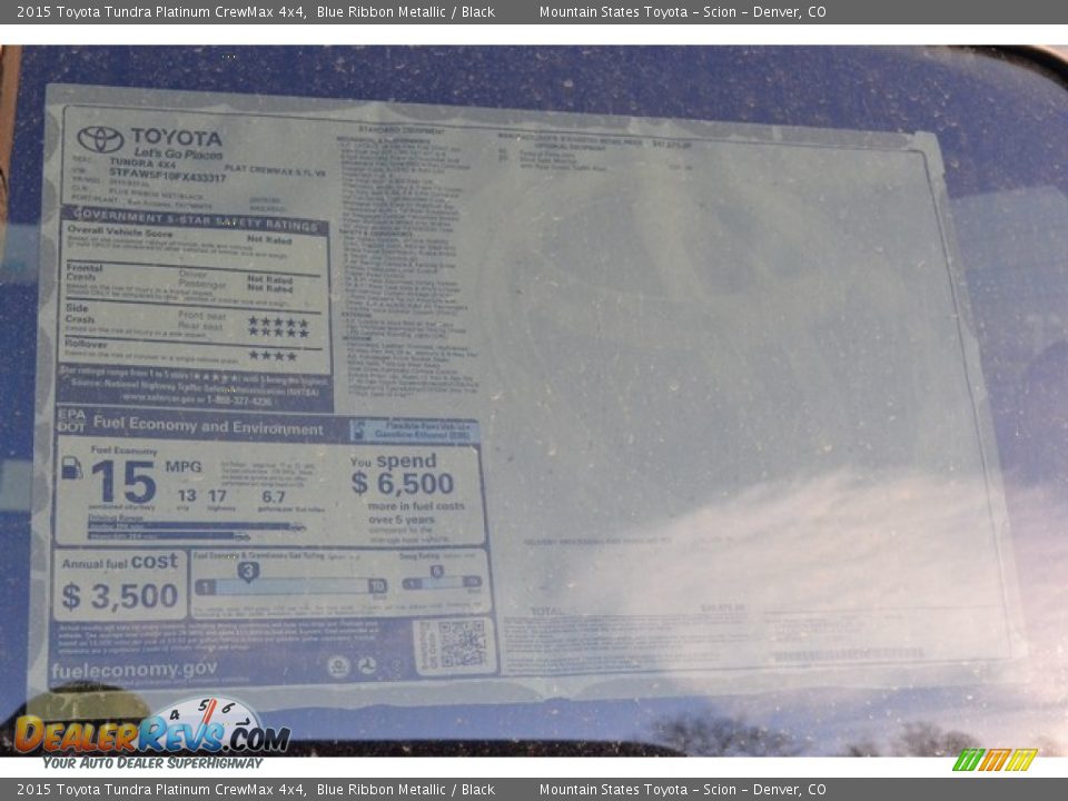 2015 Toyota Tundra Platinum CrewMax 4x4 Blue Ribbon Metallic / Black Photo #14