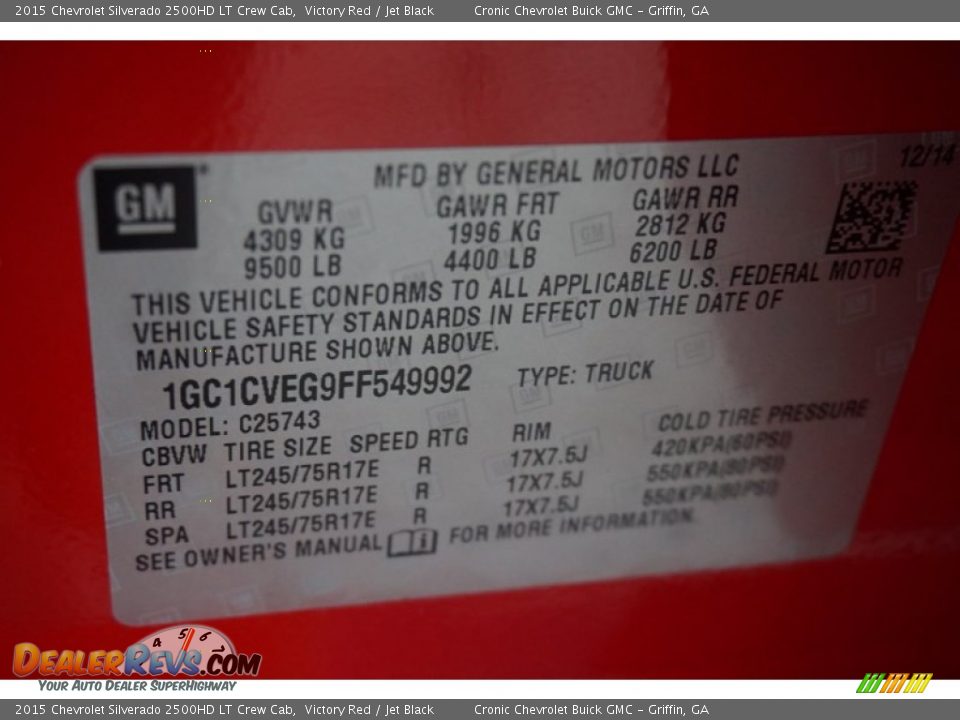 2015 Chevrolet Silverado 2500HD LT Crew Cab Victory Red / Jet Black Photo #18