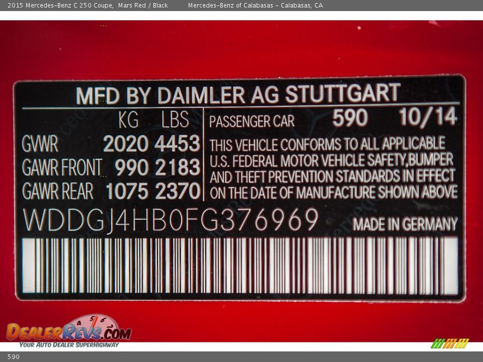 Mercedes-Benz Color Code 590 Mars Red