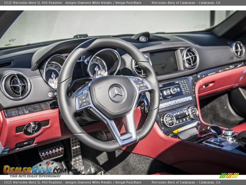 2015 Mercedes-Benz SL 400 Roadster designo Diamond White Metallic / Bengal Red/Black Photo #5