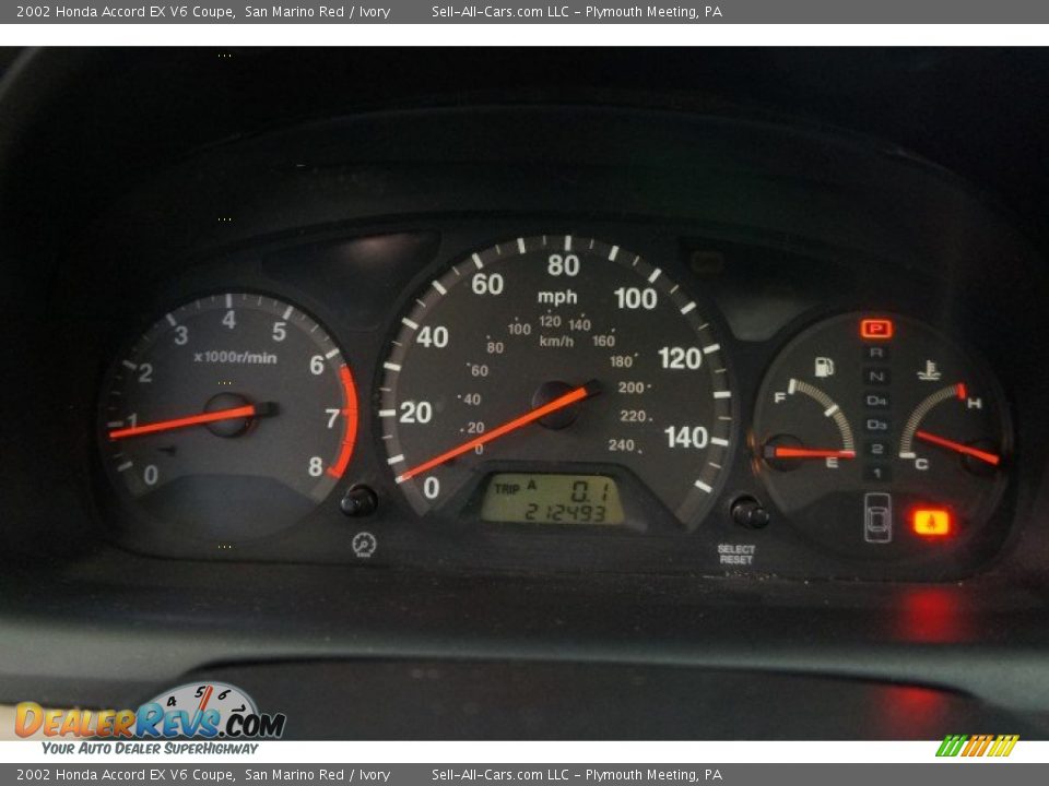 2002 Honda Accord EX V6 Coupe San Marino Red / Ivory Photo #24
