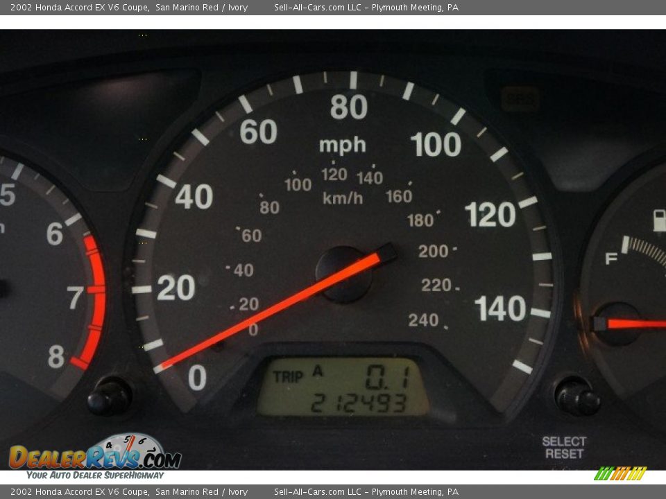 2002 Honda Accord EX V6 Coupe San Marino Red / Ivory Photo #25