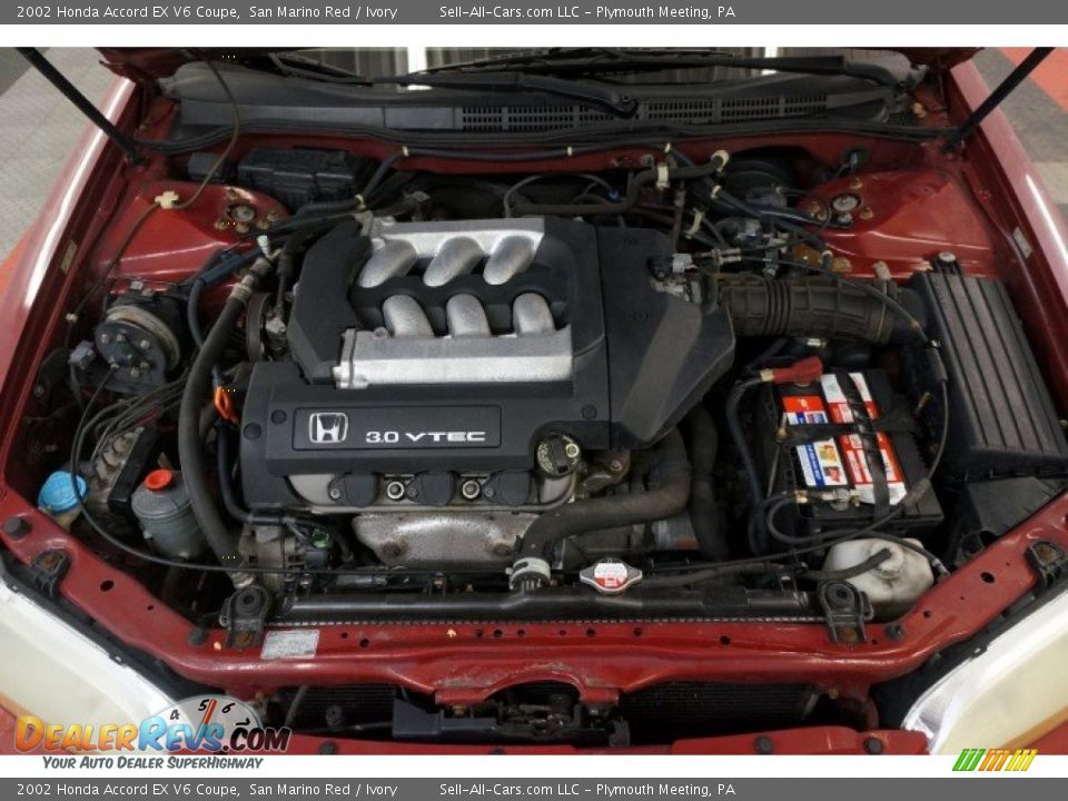 2002 Honda Accord EX V6 Coupe San Marino Red / Ivory Photo #28
