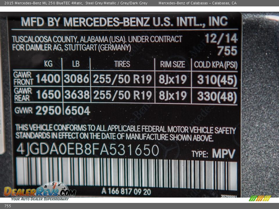 Mercedes-Benz Color Code 755 Steel Grey Metallic