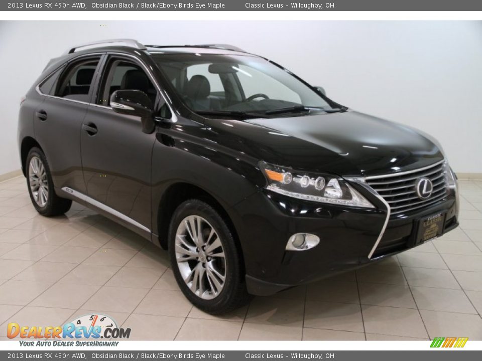 2013 Lexus RX 450h AWD Obsidian Black / Black/Ebony Birds Eye Maple Photo #1