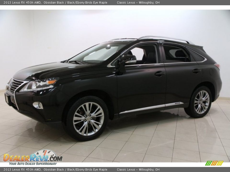 2013 Lexus RX 450h AWD Obsidian Black / Black/Ebony Birds Eye Maple Photo #3