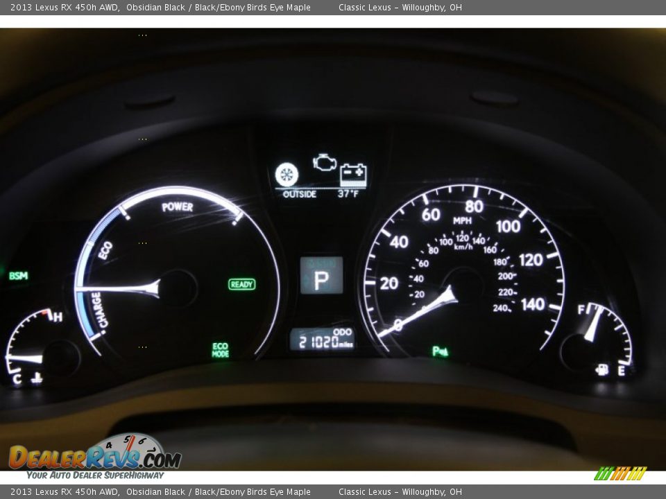 2013 Lexus RX 450h AWD Obsidian Black / Black/Ebony Birds Eye Maple Photo #7