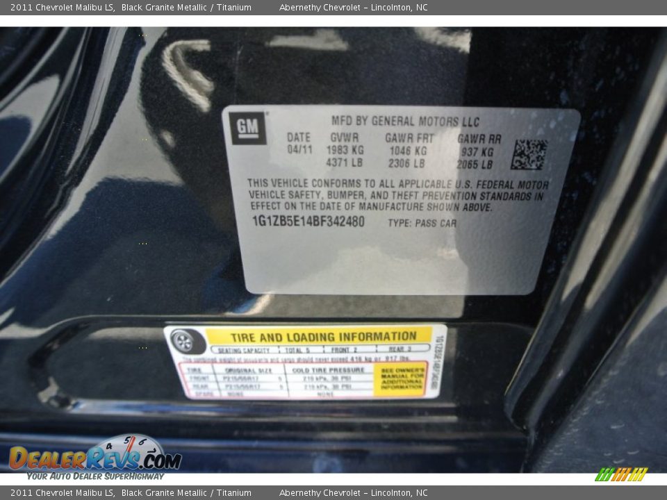 2011 Chevrolet Malibu LS Black Granite Metallic / Titanium Photo #7