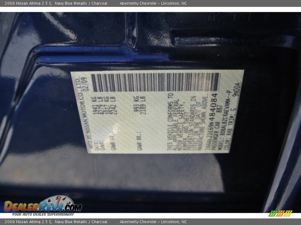 2009 Nissan Altima 2.5 S Navy Blue Metallic / Charcoal Photo #7