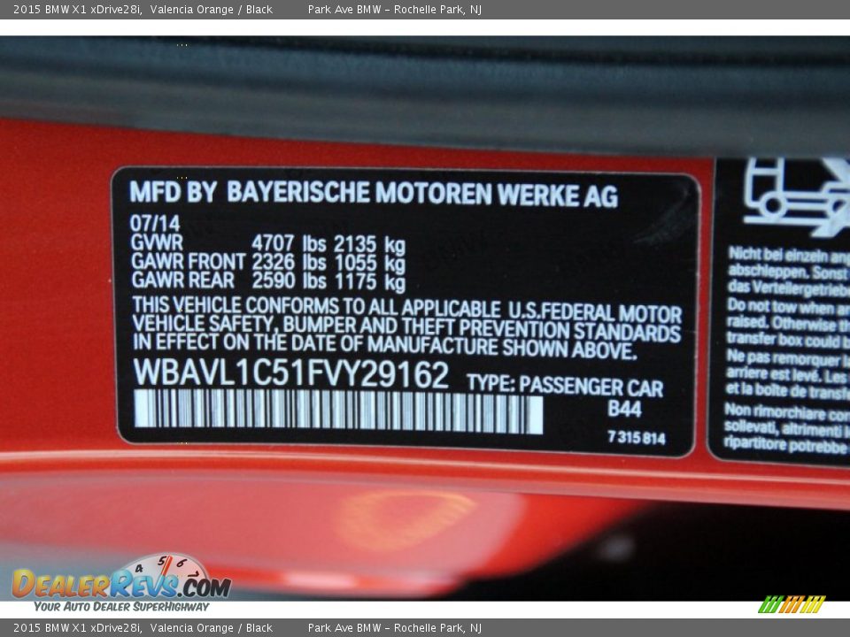 2015 BMW X1 xDrive28i Valencia Orange / Black Photo #35