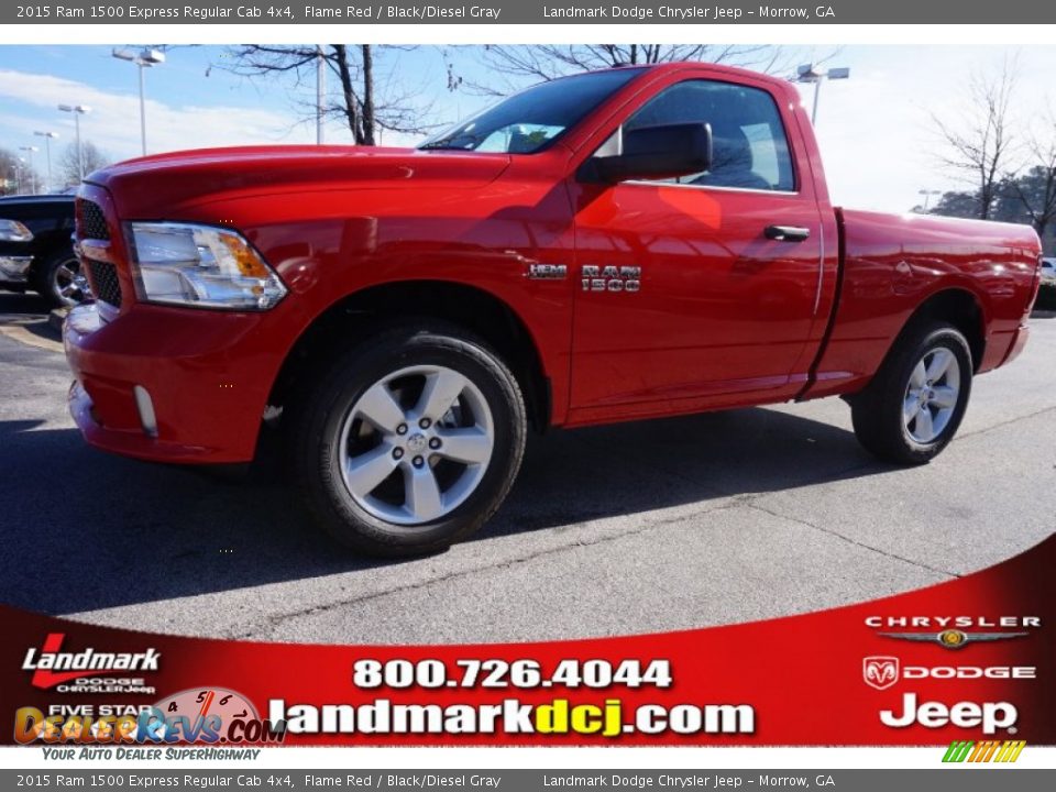 2015 Ram 1500 Express Regular Cab 4x4 Flame Red / Black/Diesel Gray Photo #1