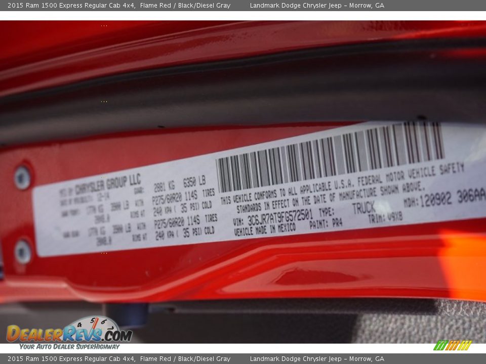 2015 Ram 1500 Express Regular Cab 4x4 Flame Red / Black/Diesel Gray Photo #10