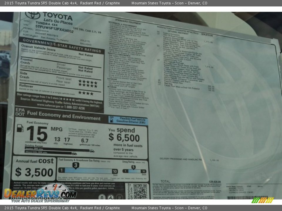 2015 Toyota Tundra SR5 Double Cab 4x4 Radiant Red / Graphite Photo #10