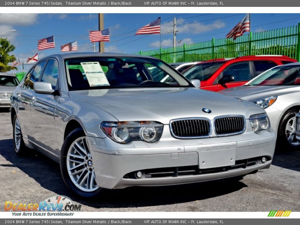 2004 BMW 7 Series 745i Sedan Titanium Silver Metallic / Black/Black Photo #1