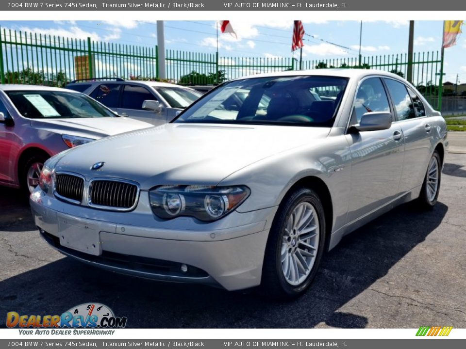 2004 BMW 7 Series 745i Sedan Titanium Silver Metallic / Black/Black Photo #2