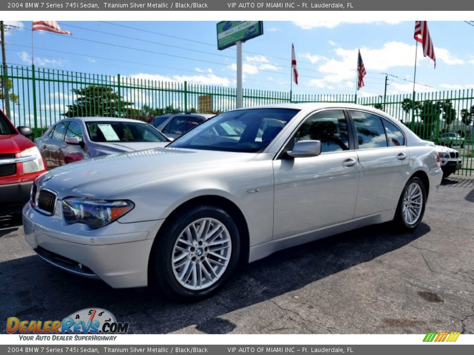2004 BMW 7 Series 745i Sedan Titanium Silver Metallic / Black/Black Photo #3