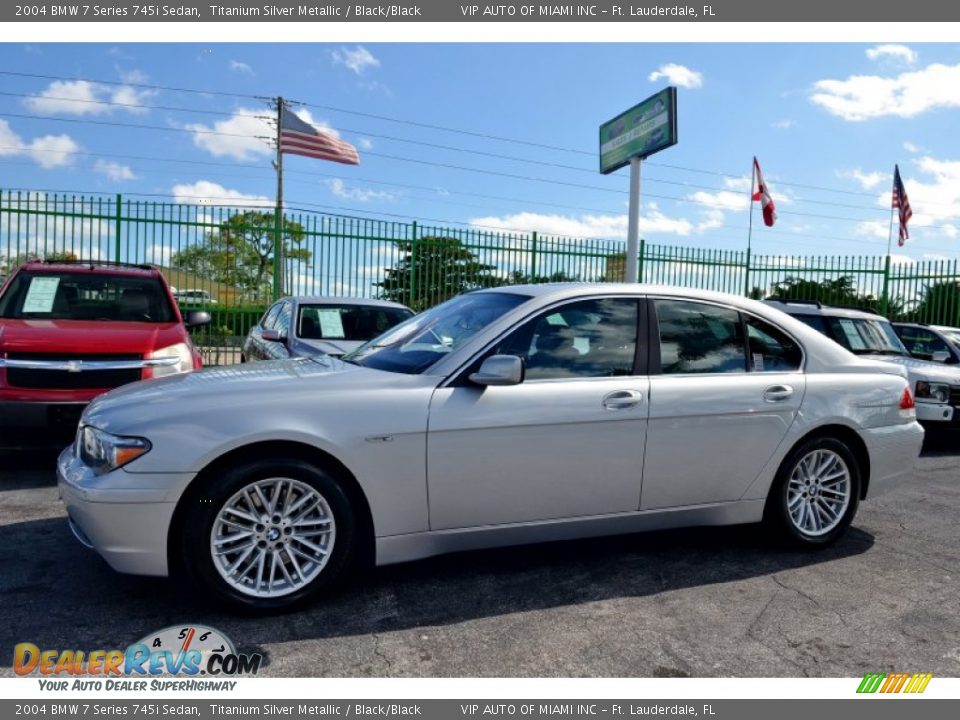 2004 BMW 7 Series 745i Sedan Titanium Silver Metallic / Black/Black Photo #4