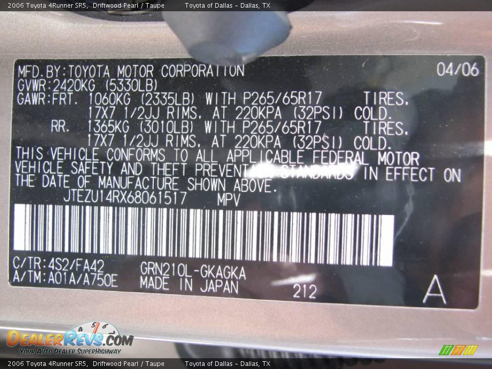 2006 Toyota 4Runner SR5 Driftwood Pearl / Taupe Photo #15