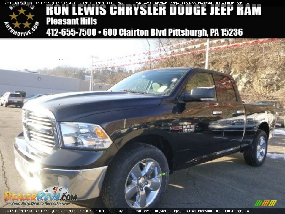 2015 Ram 1500 Big Horn Quad Cab 4x4 Black / Black/Diesel Gray Photo #1