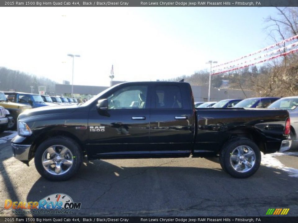 2015 Ram 1500 Big Horn Quad Cab 4x4 Black / Black/Diesel Gray Photo #2