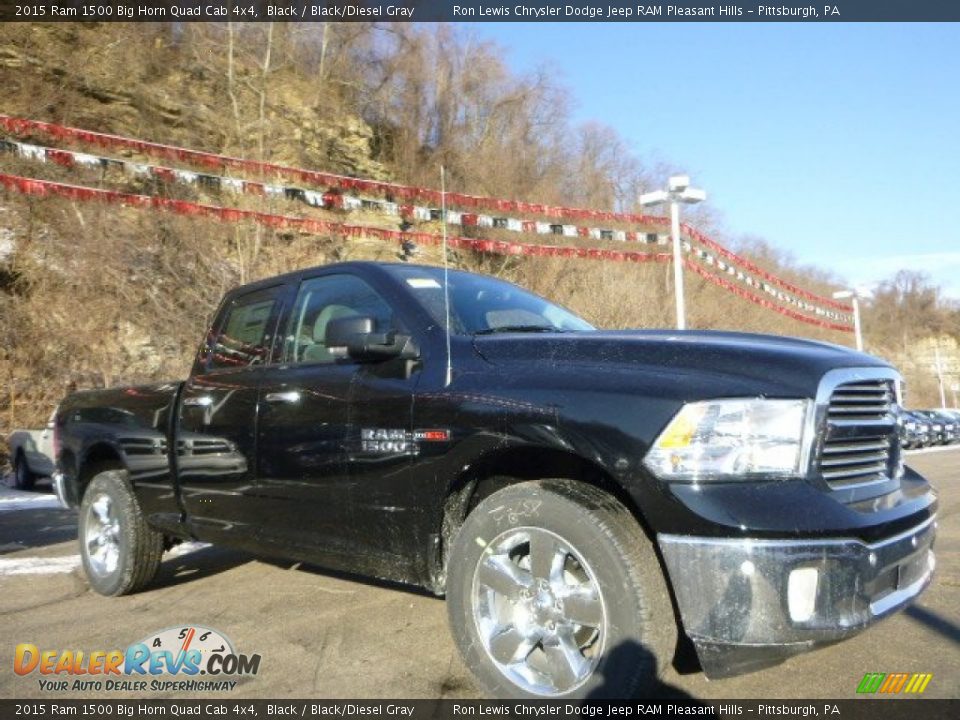 2015 Ram 1500 Big Horn Quad Cab 4x4 Black / Black/Diesel Gray Photo #8