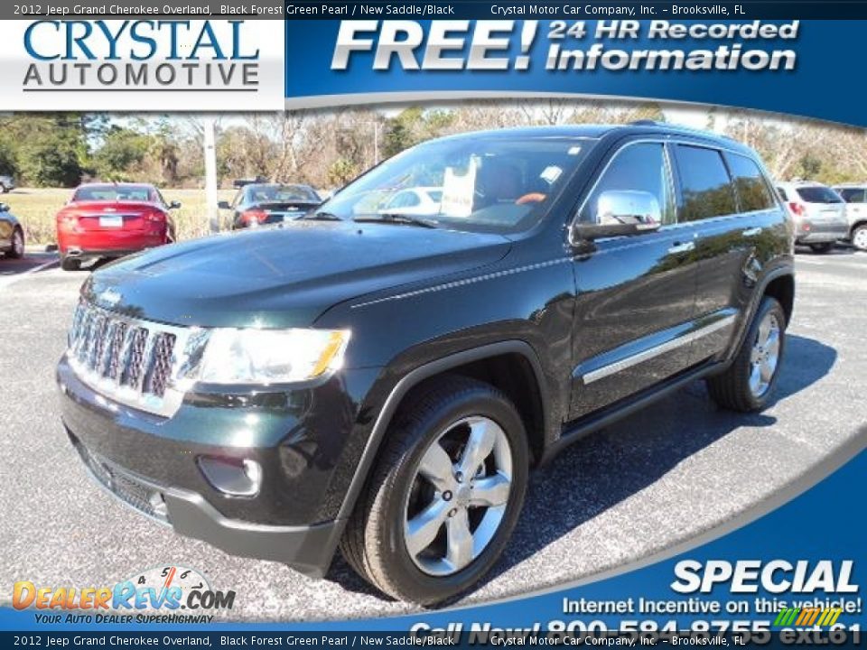 2012 Jeep Grand Cherokee Overland Black Forest Green Pearl / New Saddle/Black Photo #1