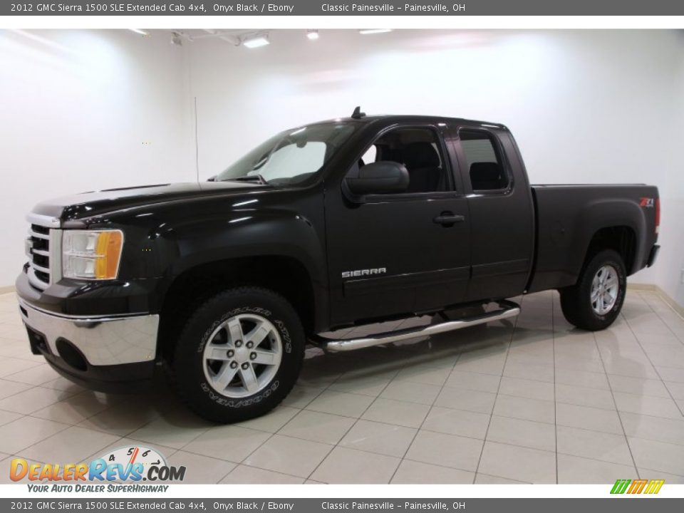 2012 GMC Sierra 1500 SLE Extended Cab 4x4 Onyx Black / Ebony Photo #3