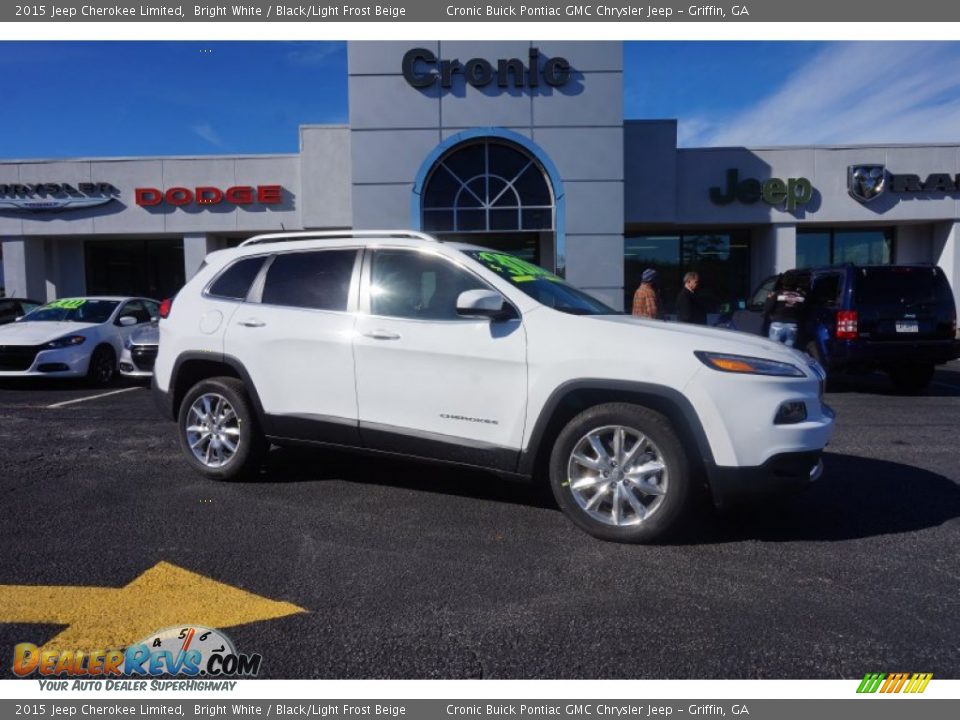 2015 Jeep Cherokee Limited Bright White / Black/Light Frost Beige Photo #1