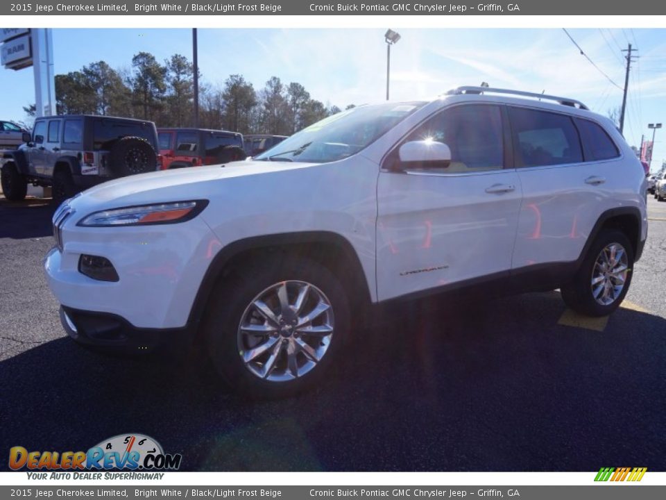 2015 Jeep Cherokee Limited Bright White / Black/Light Frost Beige Photo #3