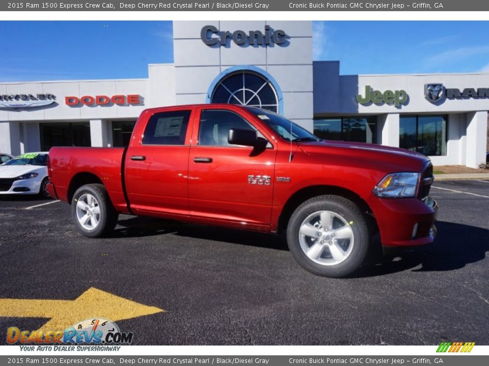 2015 Ram 1500 Express Crew Cab Deep Cherry Red Crystal Pearl / Black/Diesel Gray Photo #1