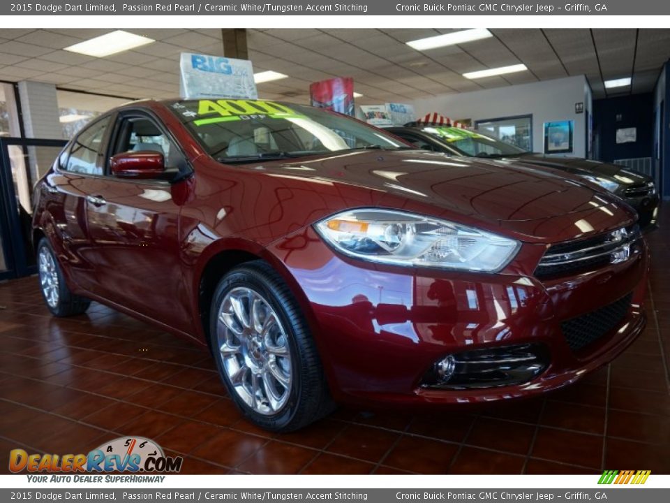 2015 Dodge Dart Limited Passion Red Pearl / Ceramic White/Tungsten Accent Stitching Photo #1