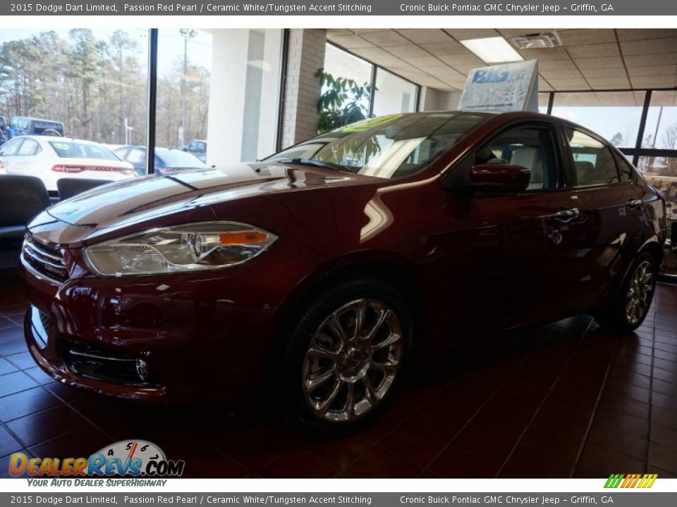 2015 Dodge Dart Limited Passion Red Pearl / Ceramic White/Tungsten Accent Stitching Photo #3
