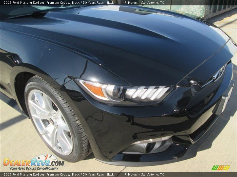 2015 Ford Mustang EcoBoost Premium Coupe Black / 50 Years Raven Black Photo #13