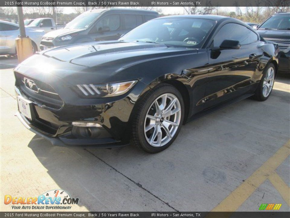 2015 Ford Mustang EcoBoost Premium Coupe Black / 50 Years Raven Black Photo #15