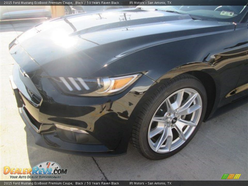 2015 Ford Mustang EcoBoost Premium Coupe Black / 50 Years Raven Black Photo #16