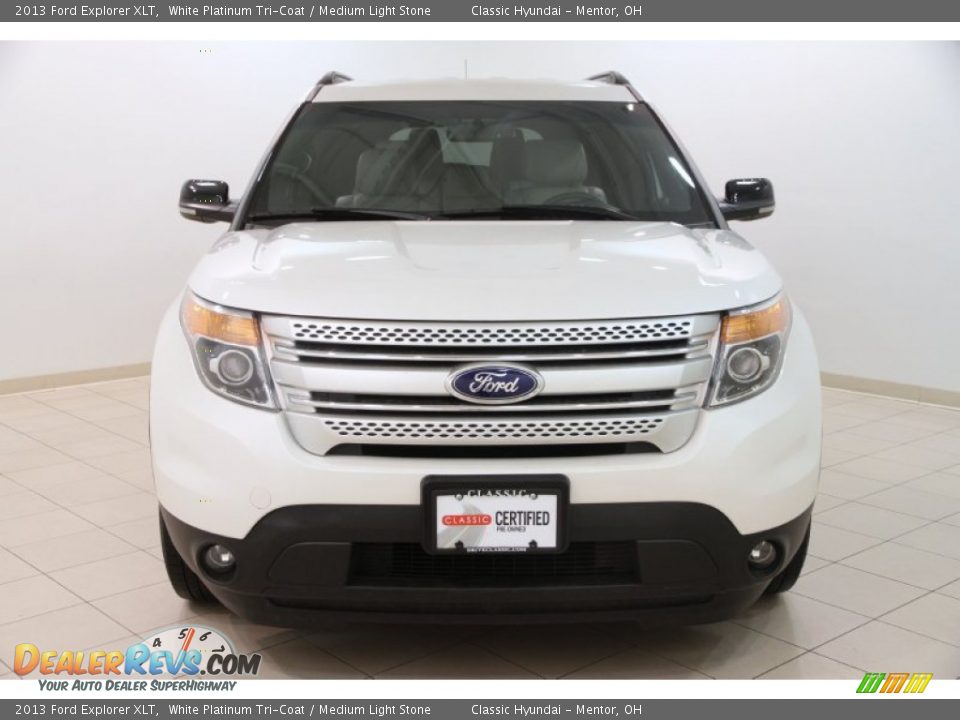 2013 Ford Explorer XLT White Platinum Tri-Coat / Medium Light Stone Photo #2