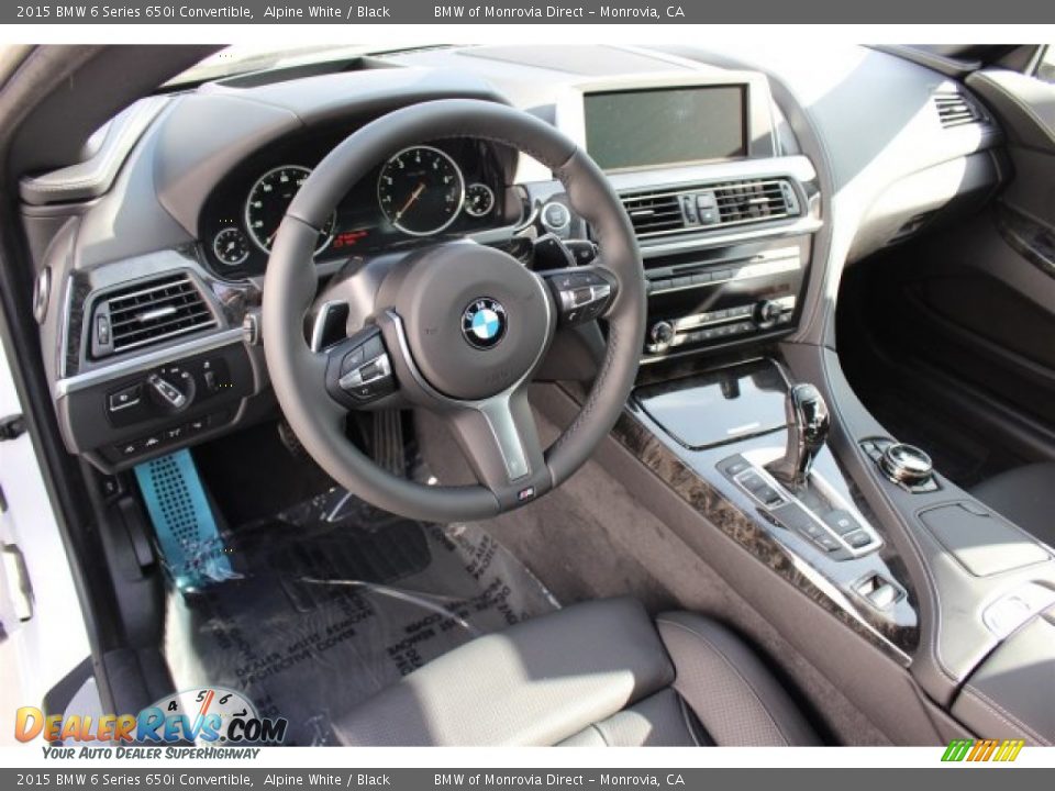 Black Interior - 2015 BMW 6 Series 650i Convertible Photo #7