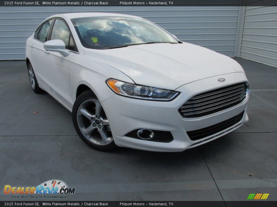 2015 Ford Fusion SE White Platinum Metallic / Charcoal Black Photo #1