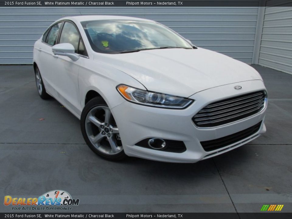 2015 Ford Fusion SE White Platinum Metallic / Charcoal Black Photo #2