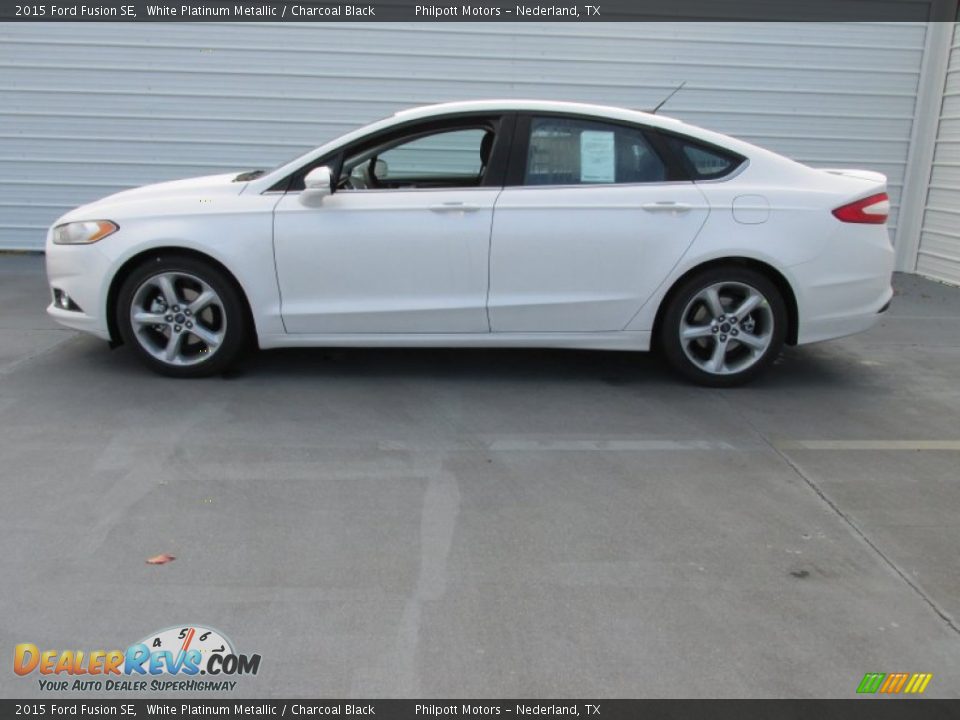 2015 Ford Fusion SE White Platinum Metallic / Charcoal Black Photo #6