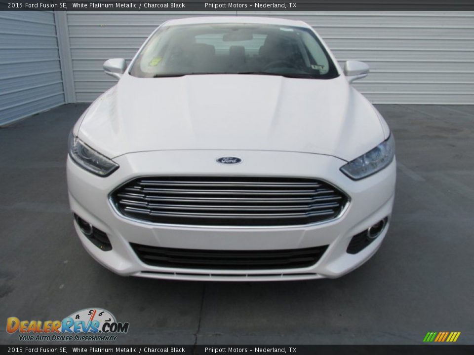 2015 Ford Fusion SE White Platinum Metallic / Charcoal Black Photo #8