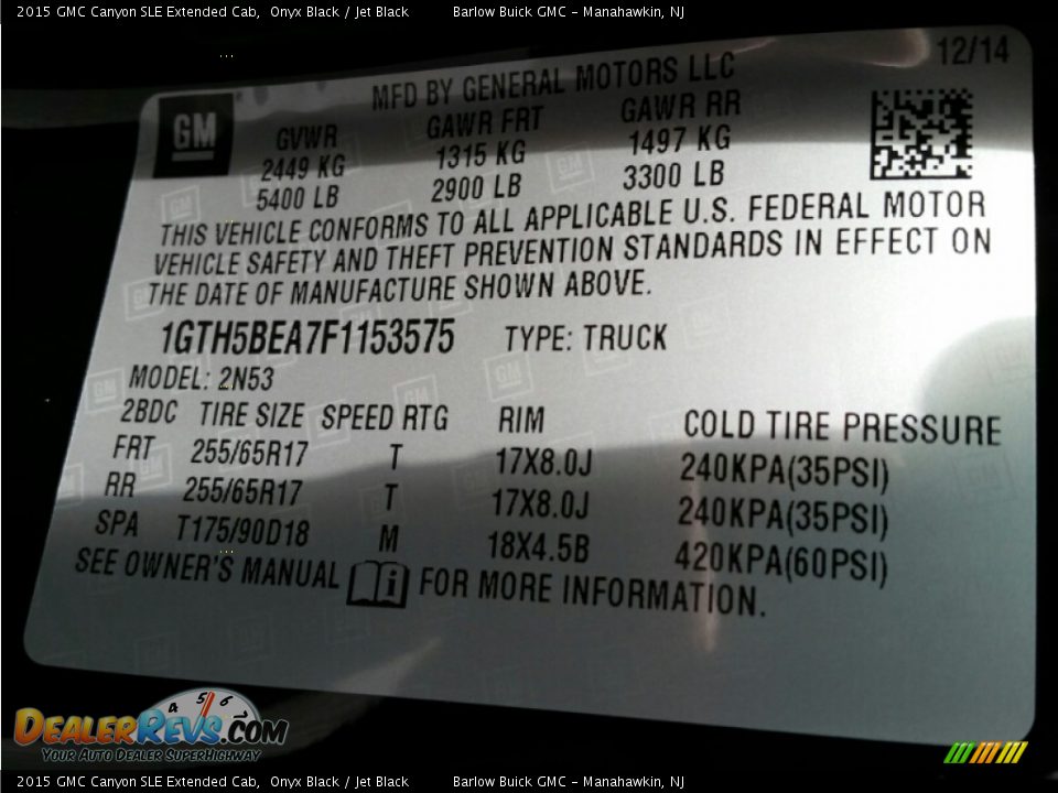 2015 GMC Canyon SLE Extended Cab Onyx Black / Jet Black Photo #9