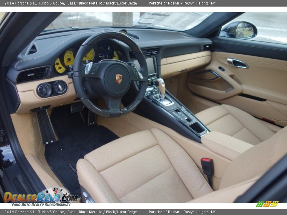 Black/Luxor Beige Interior - 2014 Porsche 911 Turbo S Coupe Photo #12